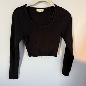 LA Hearts Classic Black Long Sleeve Crop Top